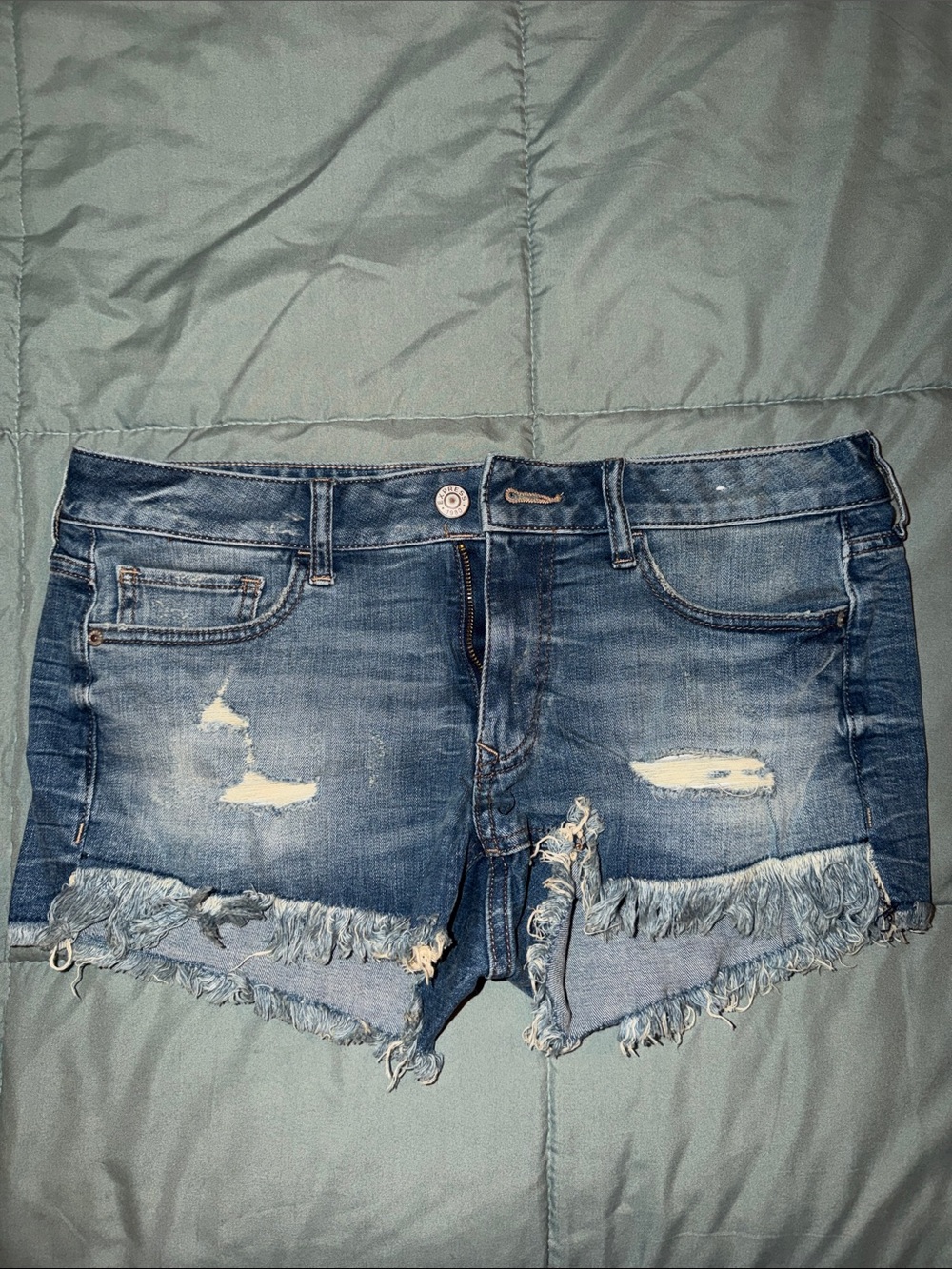 Express Women's Distressed Denim Cutoff Shorts - Blue